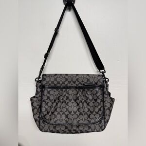Coach Signature Canvas Baby Messenger Bag in black and gray